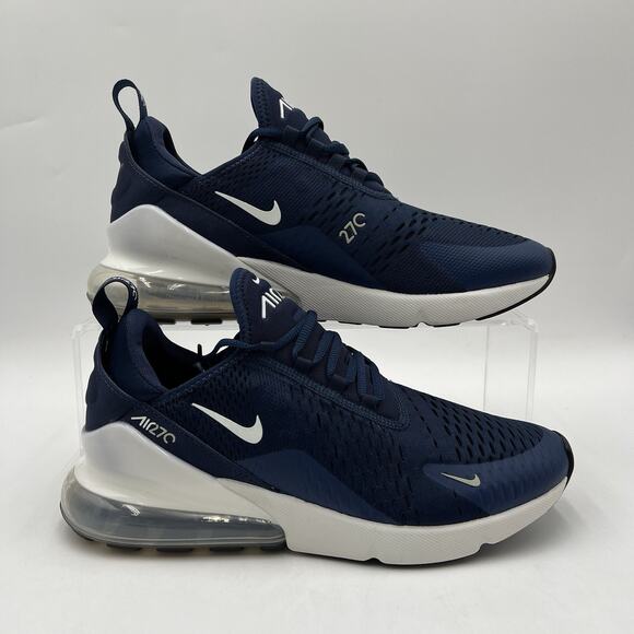 Mens Size 10 Nike Air Max 270 Midnight Navy Silver White Shoes AH8050 406 NEW